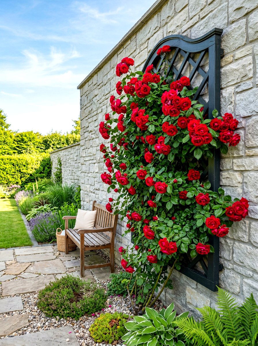 Climbing Rose Trellis - 30 rose garden ideas