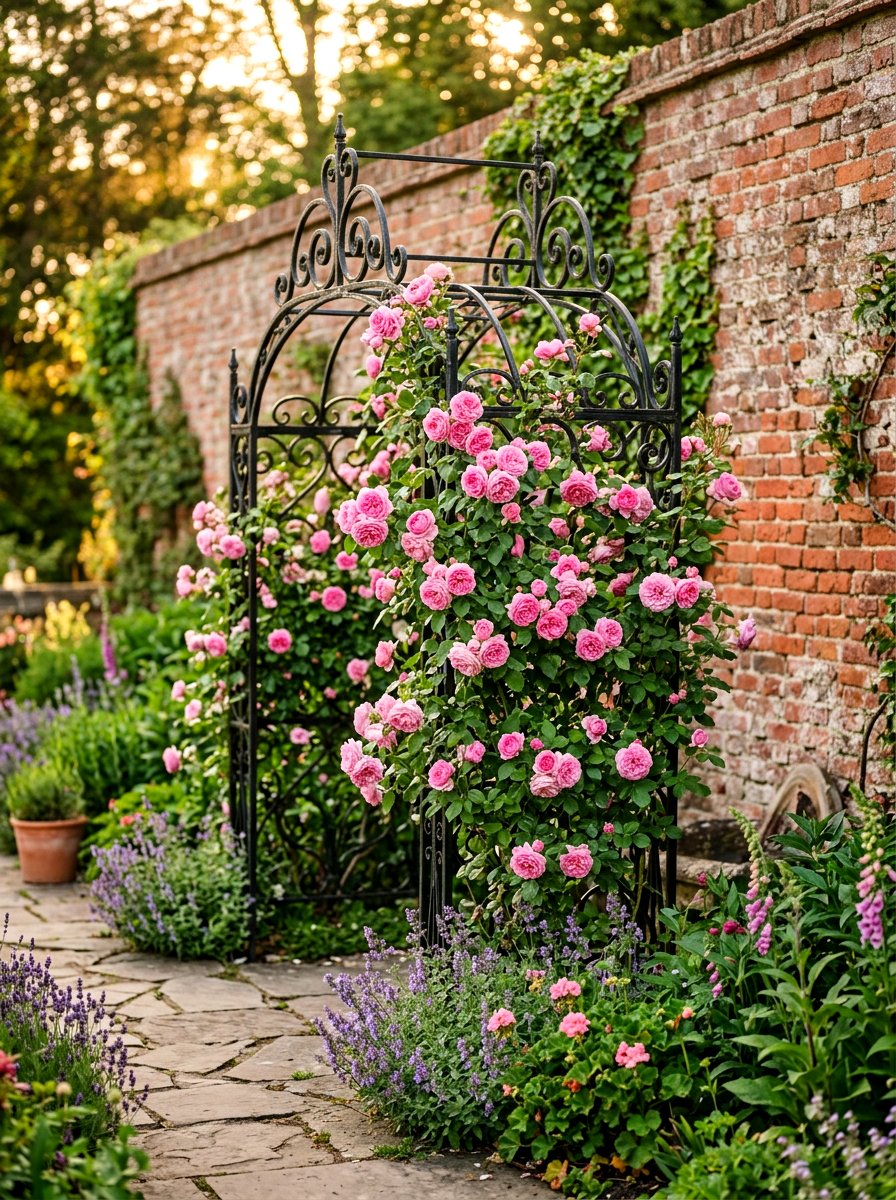 Climbing Rose Trellis - 30 simple landscaping ideas
