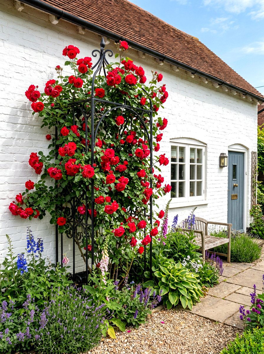 Climbing Rose Trellis - 30 small front yard ideas
