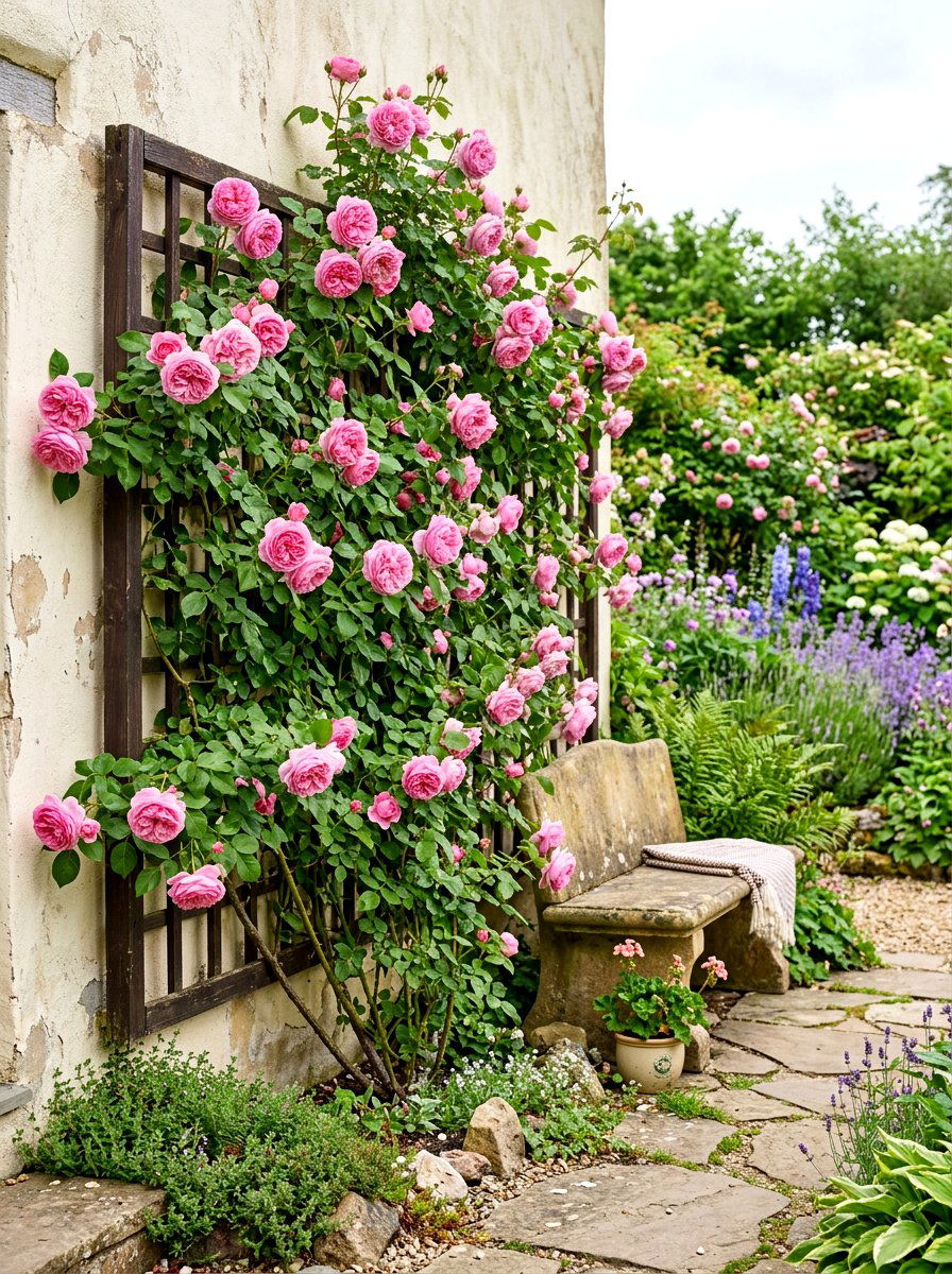 Climbing Rose Trellis - 30 Tuscan patio ideas