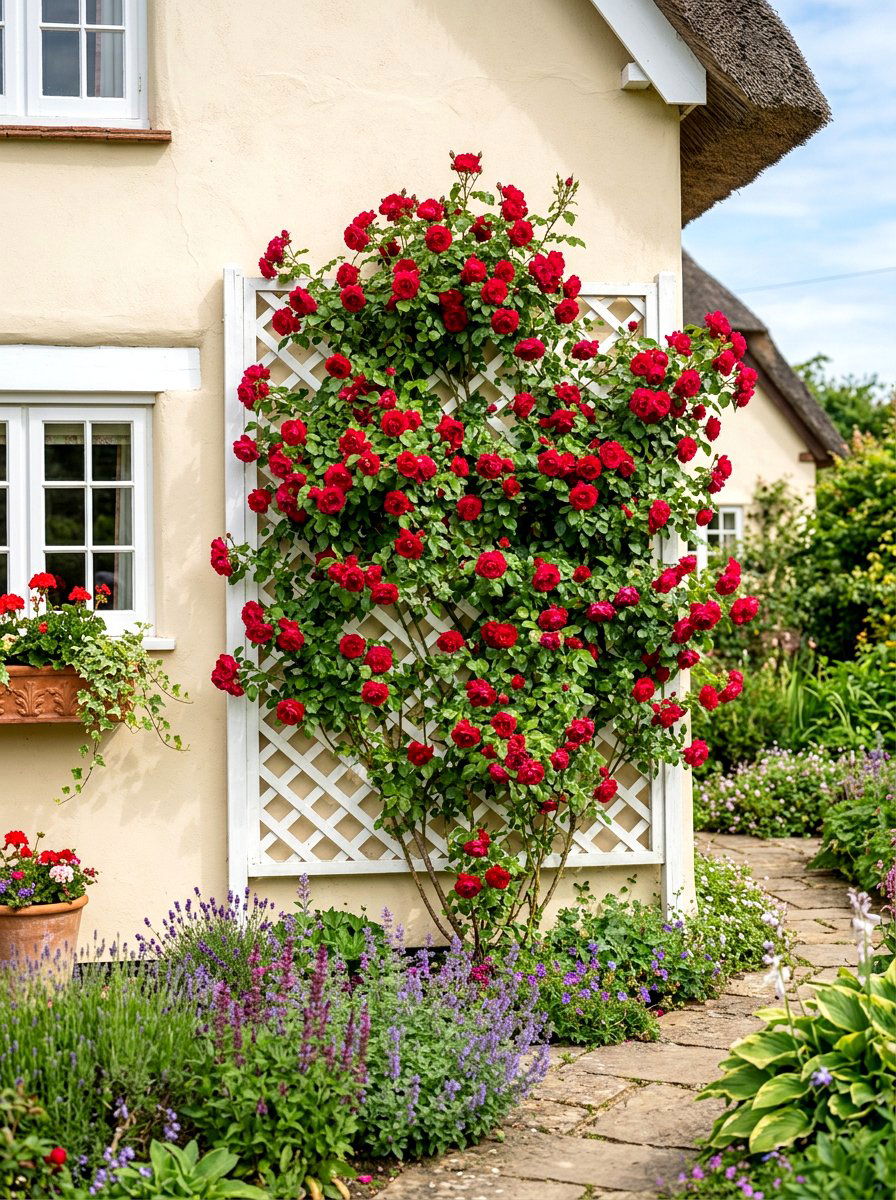 Climbing Rose Trellis - 30 cottage exterior ideas