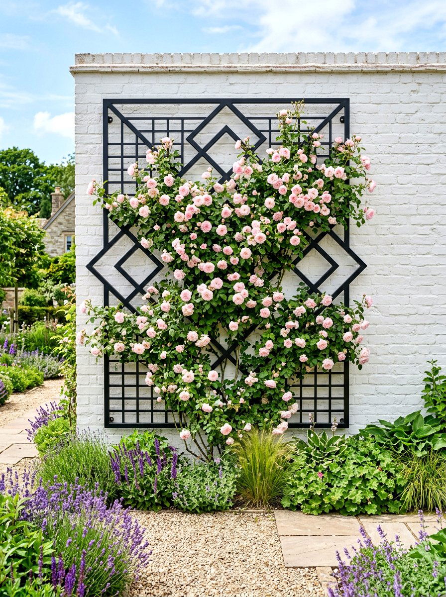 Climbing Rose Trellis - 30 modern cottage garden ideas