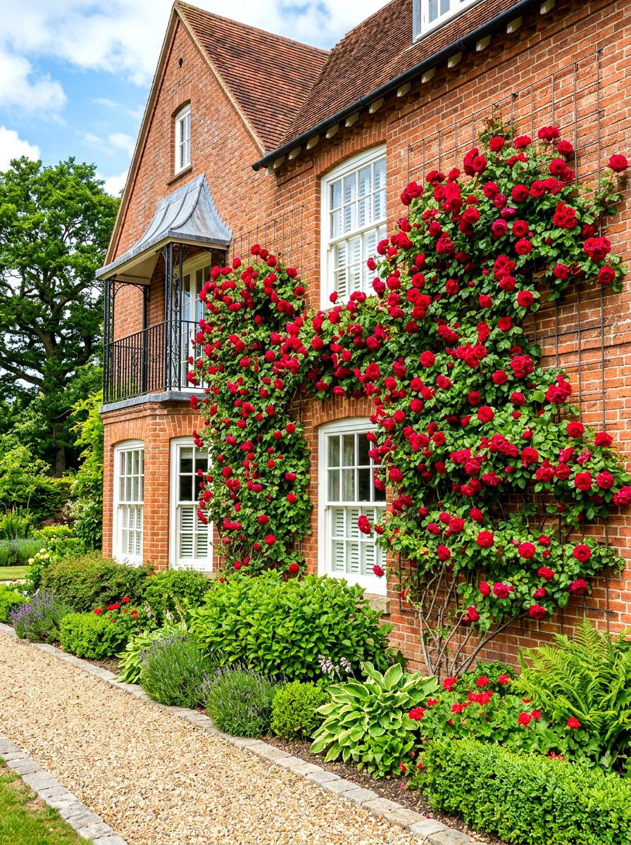 Climbing Rose Wall - 30 rose garden ideas