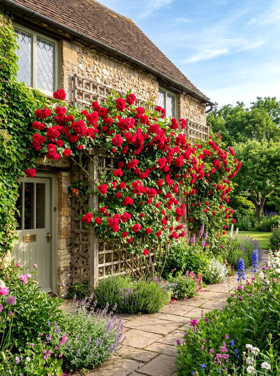 Climbing Rose Walls - 30 flower bed plant ideas