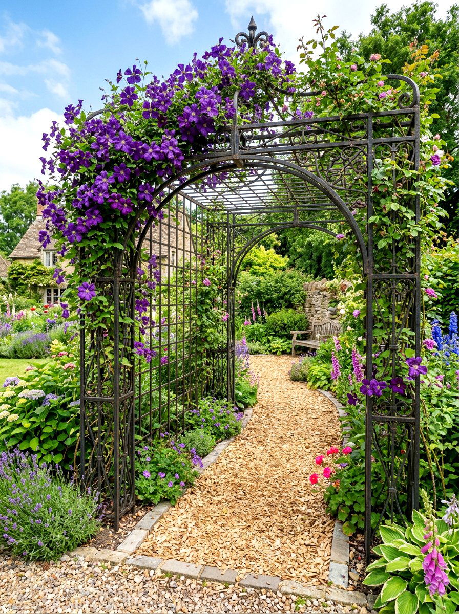 Climbing Vine Trellis - 30 side yard landscaping ideas