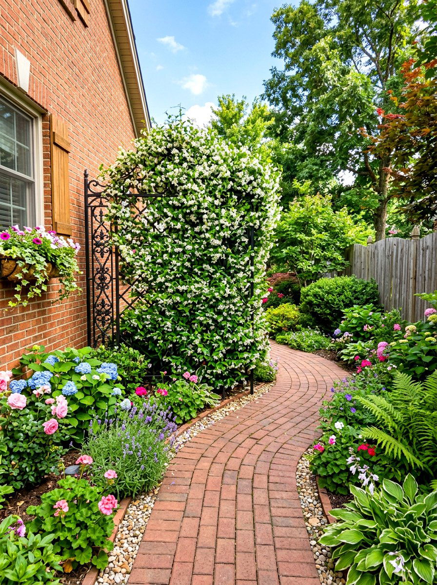 Climbing Vine Trellis - 30 side yard privacy fence landscaping ideas