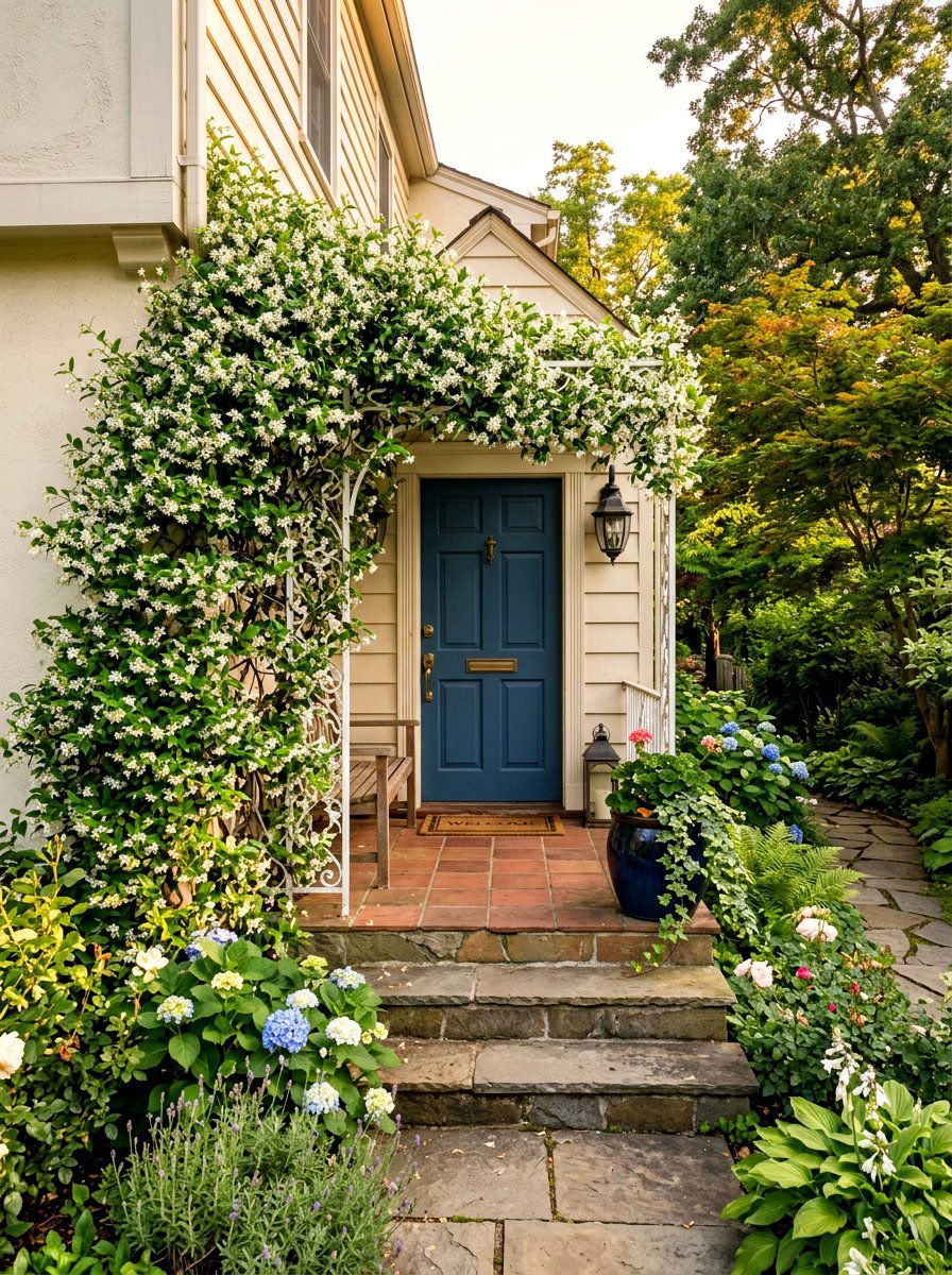 Climbing Vine Trellis Front Stoop - 30 front stoop garden ideas