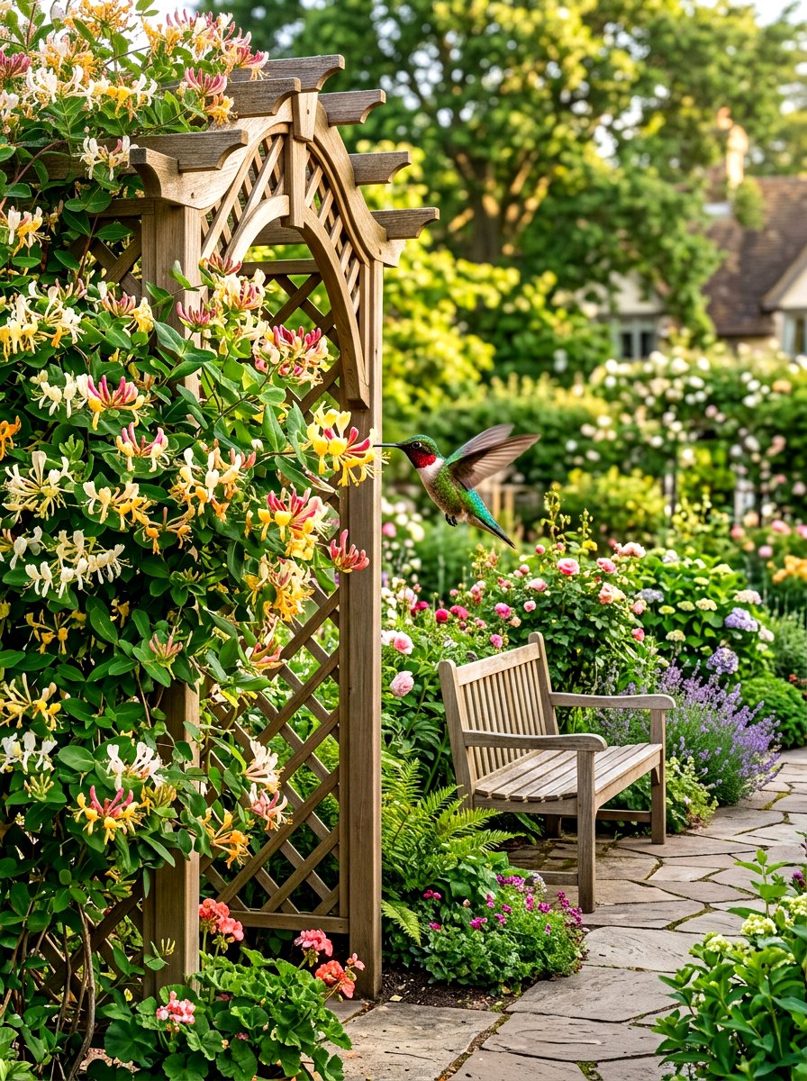 Climbing Vine Trellis - 30 bird friendly backyard ideas