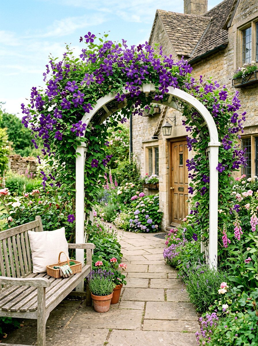 Climbing Vines Entryway Trellis - 30 small front porch ideas
