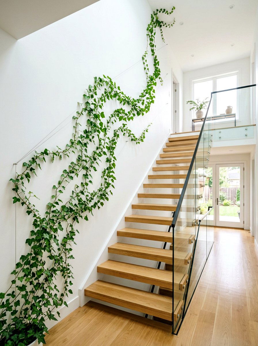 Climbing Wall Vine - 30 staircase plant corner ideas