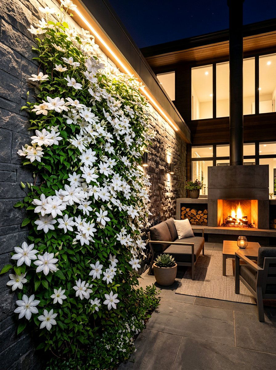 Climbing White Clematis - 30 moon garden ideas