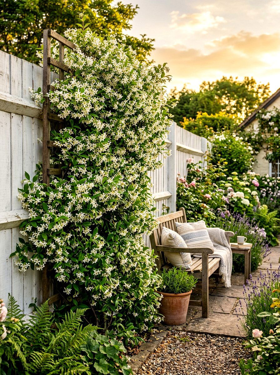 Climbing jasmine trellis - 30 fragrance garden backyard ideas