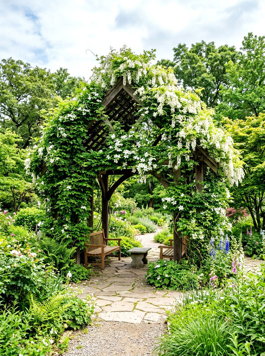 Climbing plant pavilion - 30 hexagon pavilion ideas