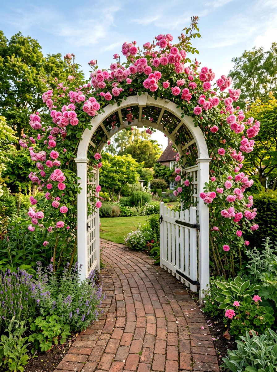 Climbing rose arbor gate - 30 arbor entry exterior ideas