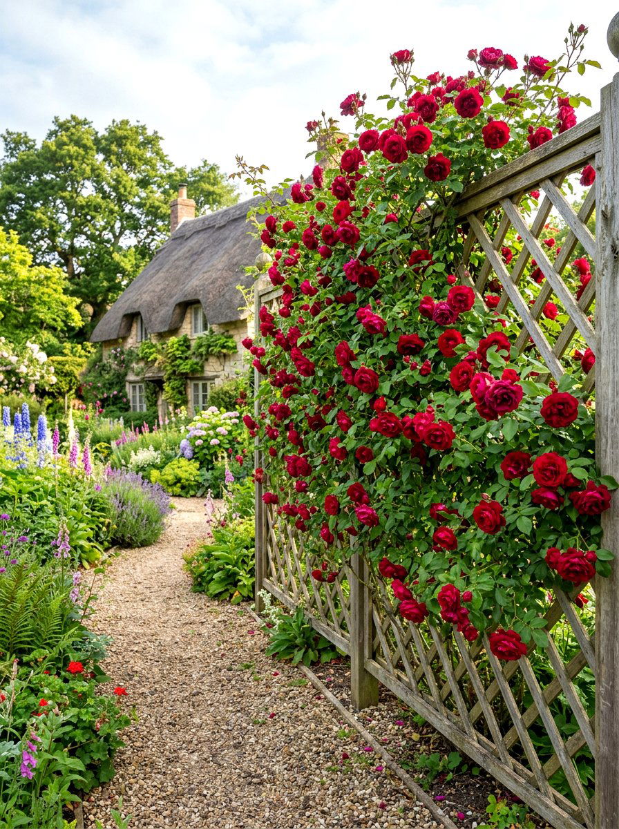 Climbing rose lattice trellis - 30 lattice privacy ideas
