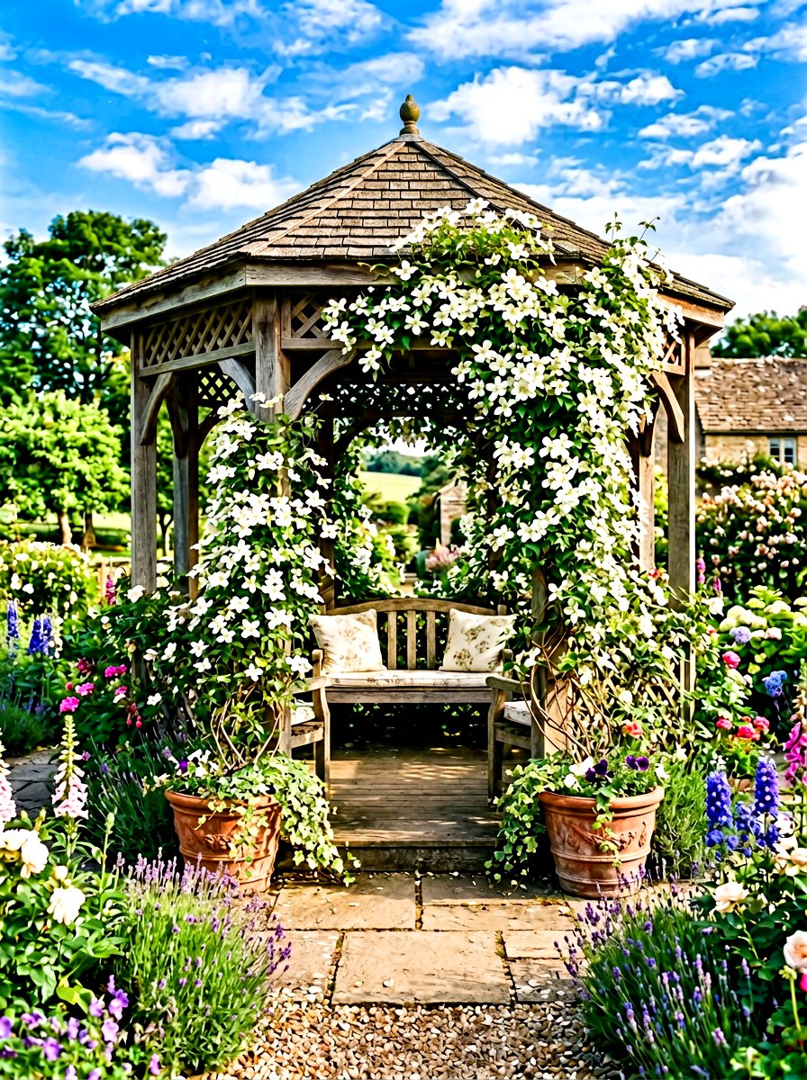 Climbing vine gazebo planters - 30 gazebo planter ideas