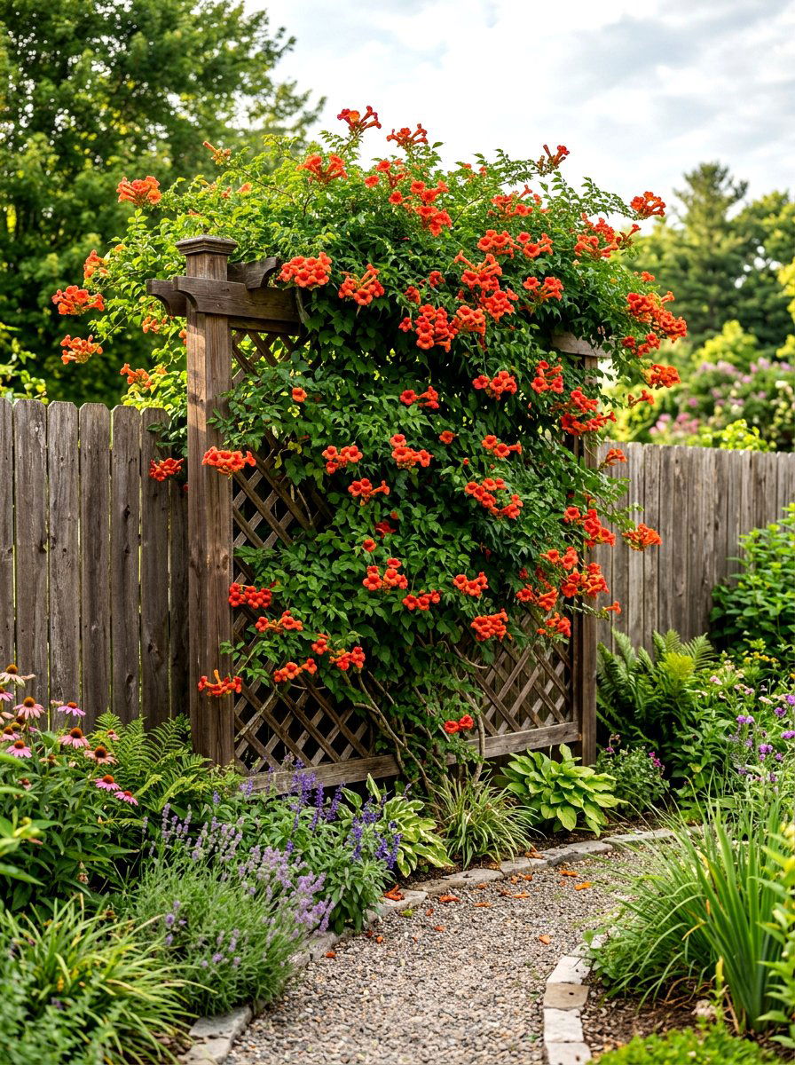 Climbing vine trellis - 30 hummingbird oasis backyard ideas