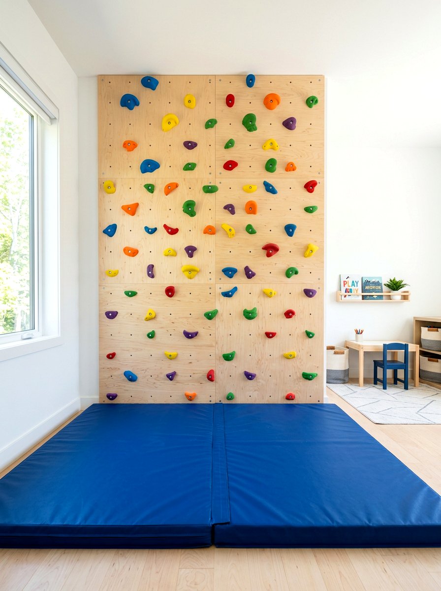 Climbing wall for kids - 30 sensory playroom ideas