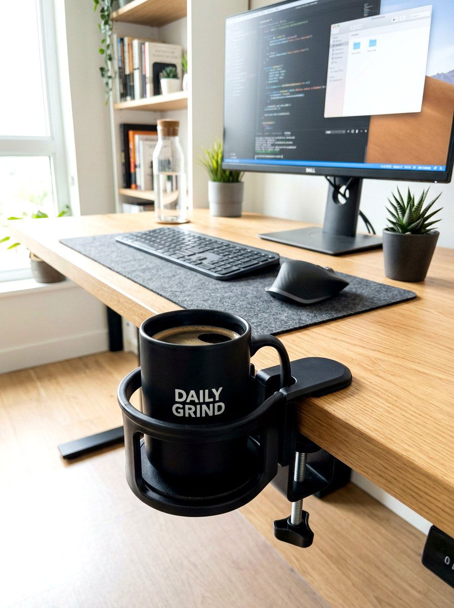 Clip On Desk Cup Holder - 30 office organization ideas
