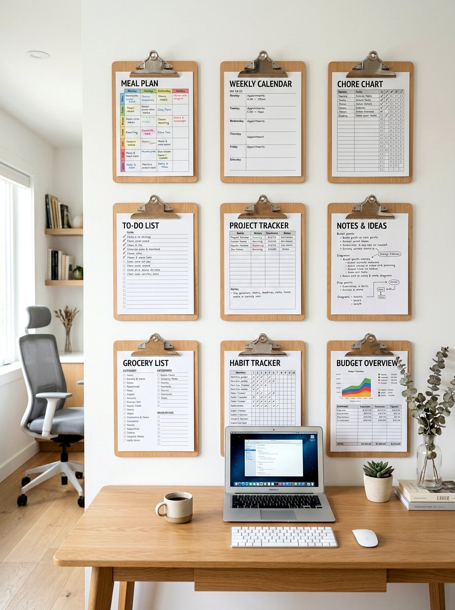 Clipboard Wall Organizer - 30 family message center ideas