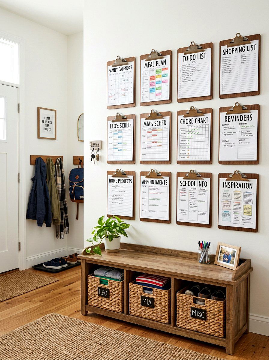 Clipboard Wall Station - 30 message board wall ideas