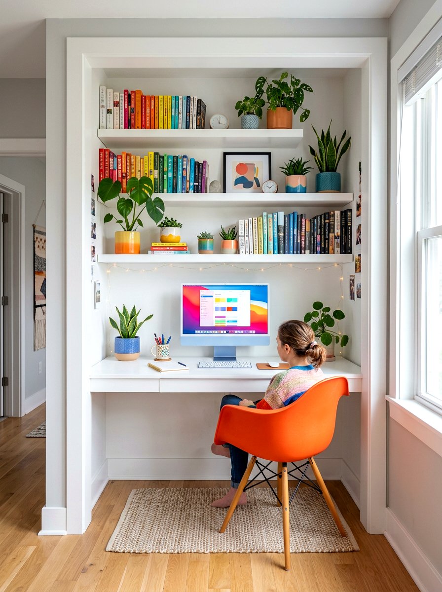 Cloffice With Floating Shelves - 30 cloffice ideas