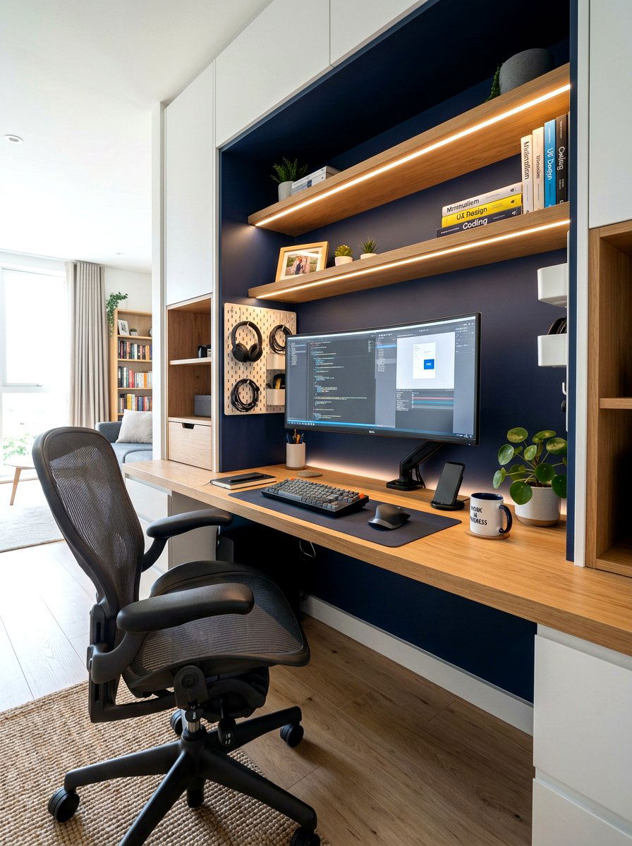 Cloffice With Integrated Lighting - 30 cloffice apartment ideas
