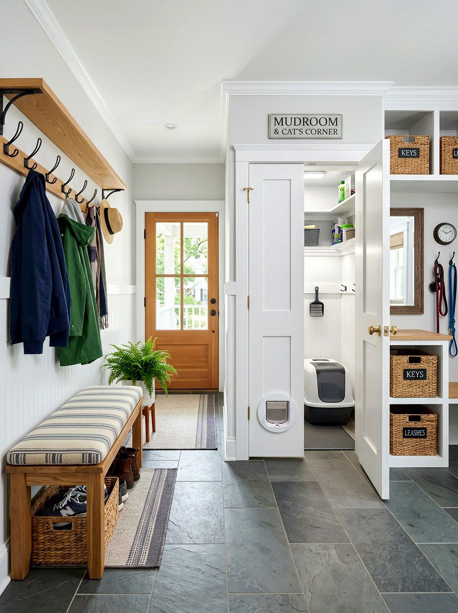 Closet Converted Litter Box Room - 30 litter box enclosure ideas