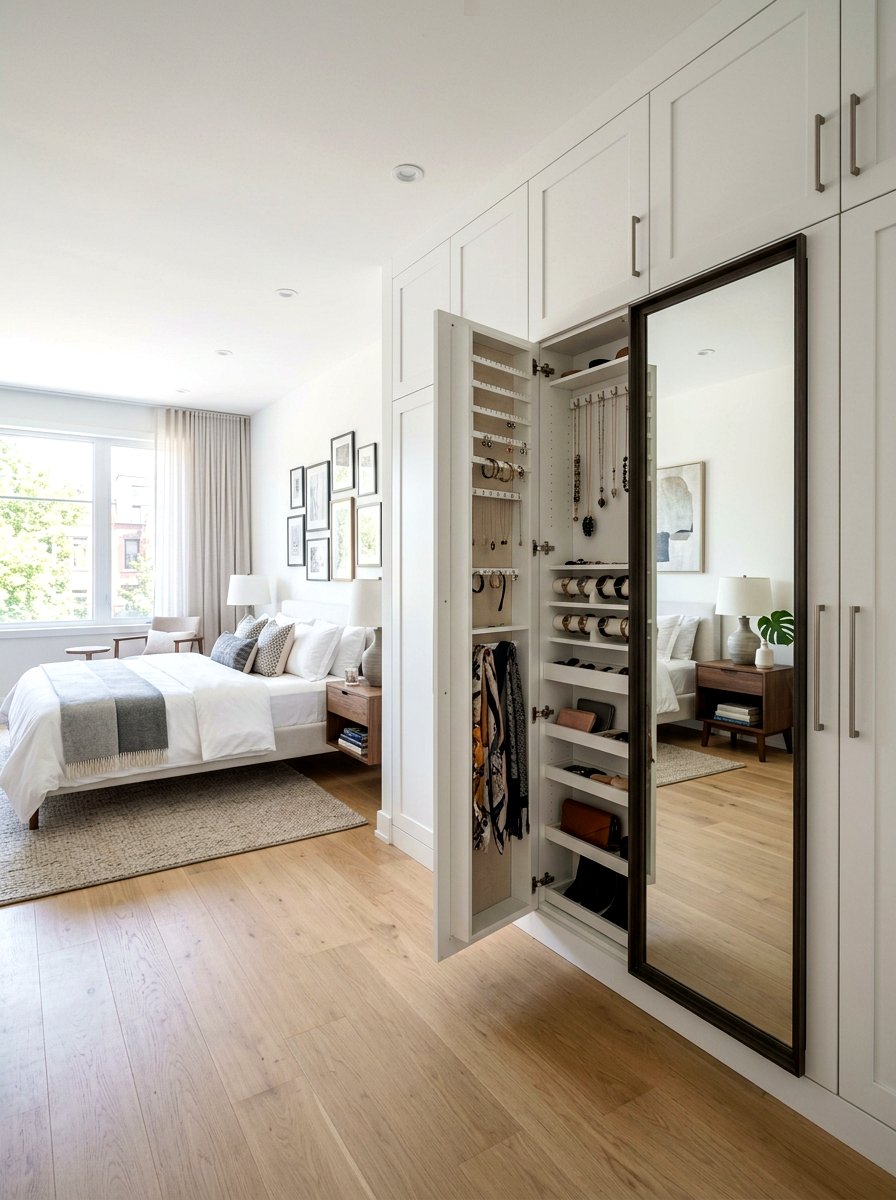 Closet Door Mirror Cabinet - 30 bedroom storage ideas