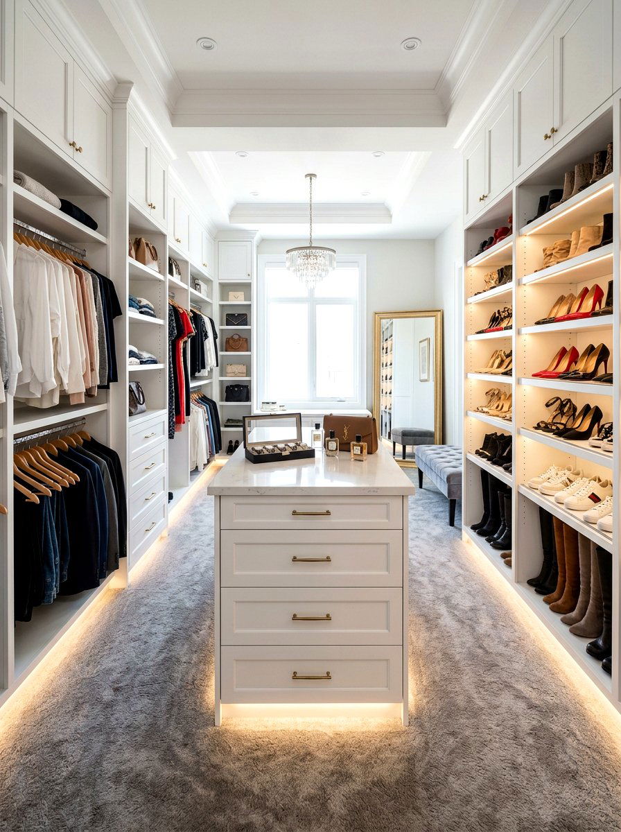 Closet Floor LED Strips - 30 toe kick lighting ideas