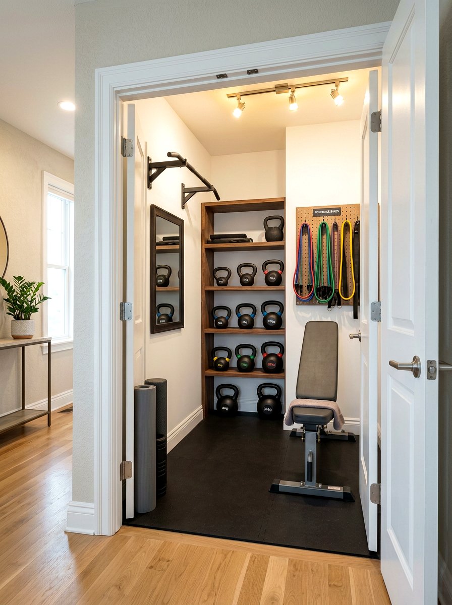 Closet Gym Setup - 30 small home gym ideas
