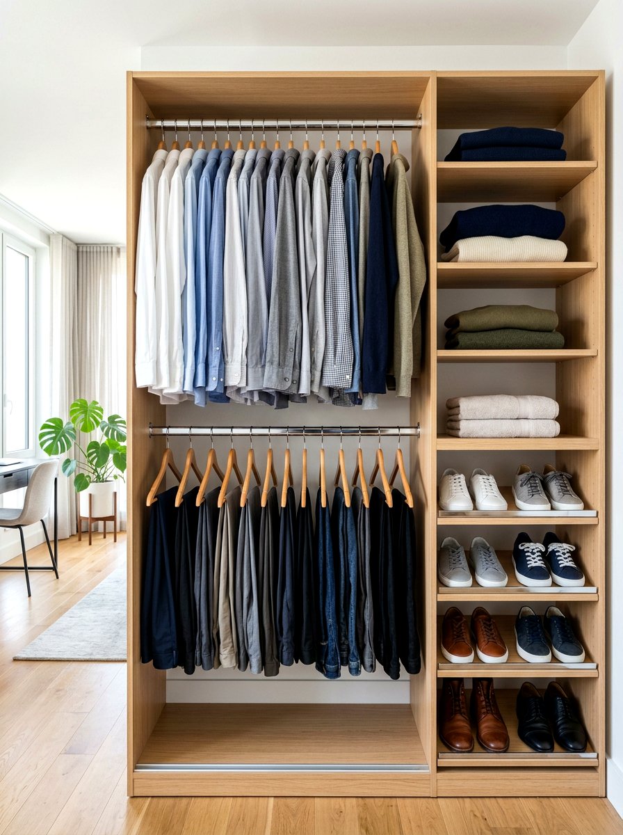 Closet Hanging Rod Storage - 30 studio apartment storage ideas