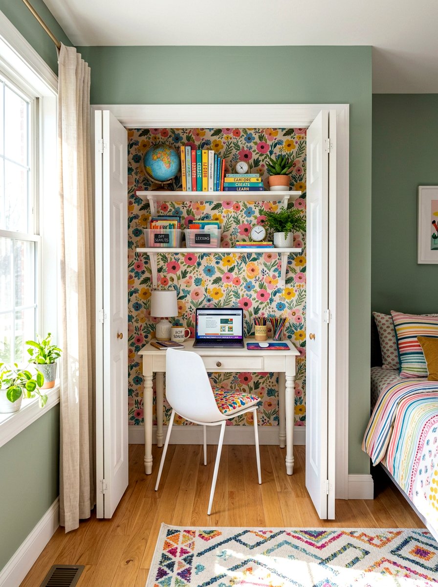 Closet Homeschool Office Conversion - 30 homeschool room ideas