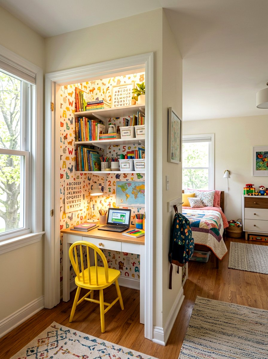 Closet Homeschool Room - 30 home schoolroom ideas
