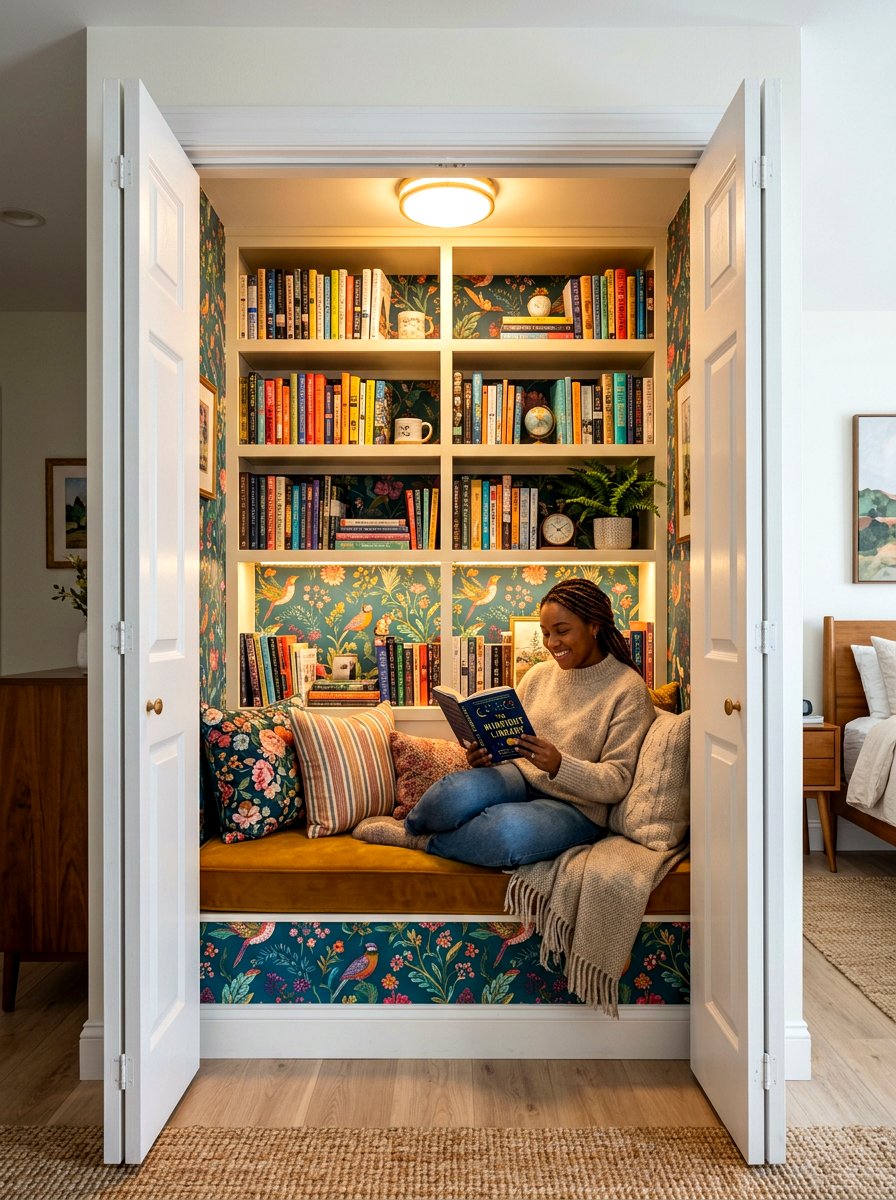 Closet Library Nook - 30 library kids room ideas