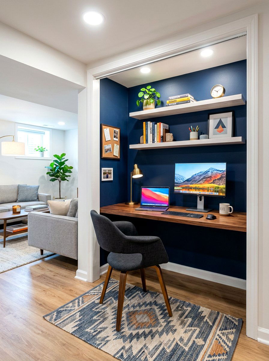 Closet Office Conversion - 30 basement office nook ideas