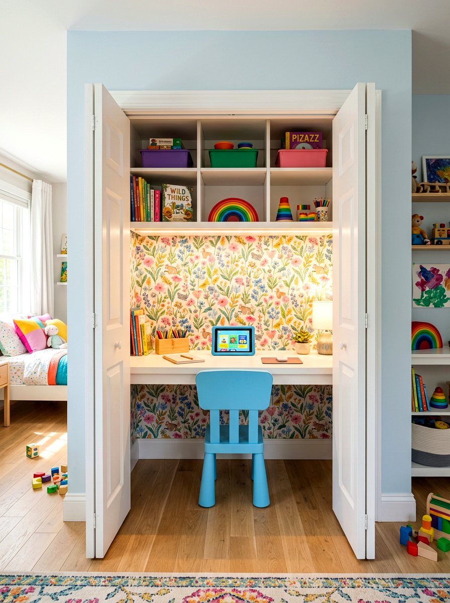 Closet Office For Kids - 30 kids study corner ideas