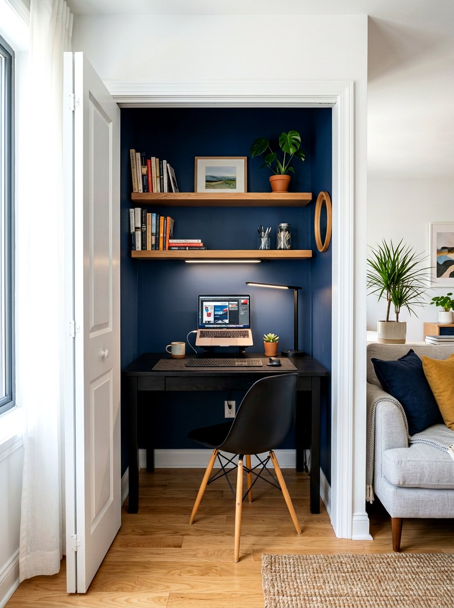 Closet Office Nook - 30 writing desk nook ideas