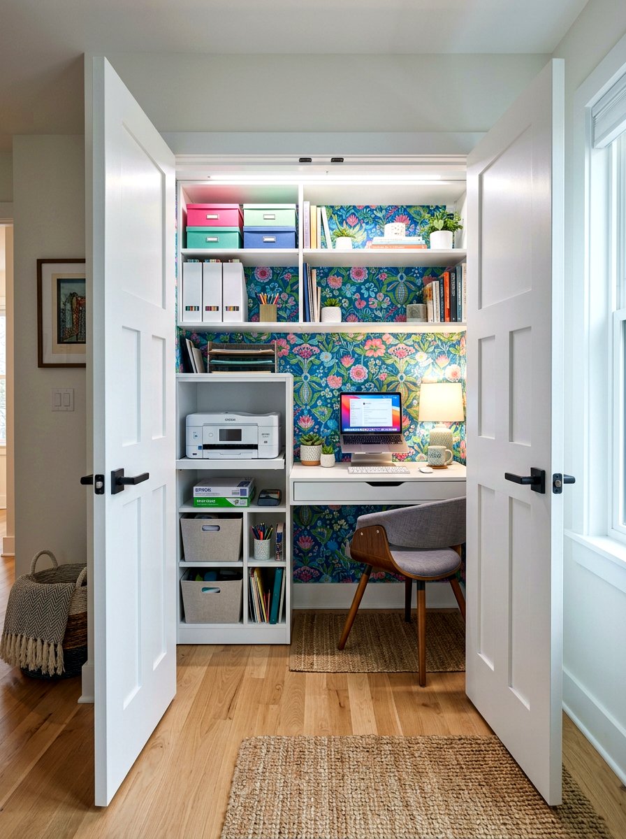 Closet Office Printer Cabinet - 30 hidden printer cabinet ideas