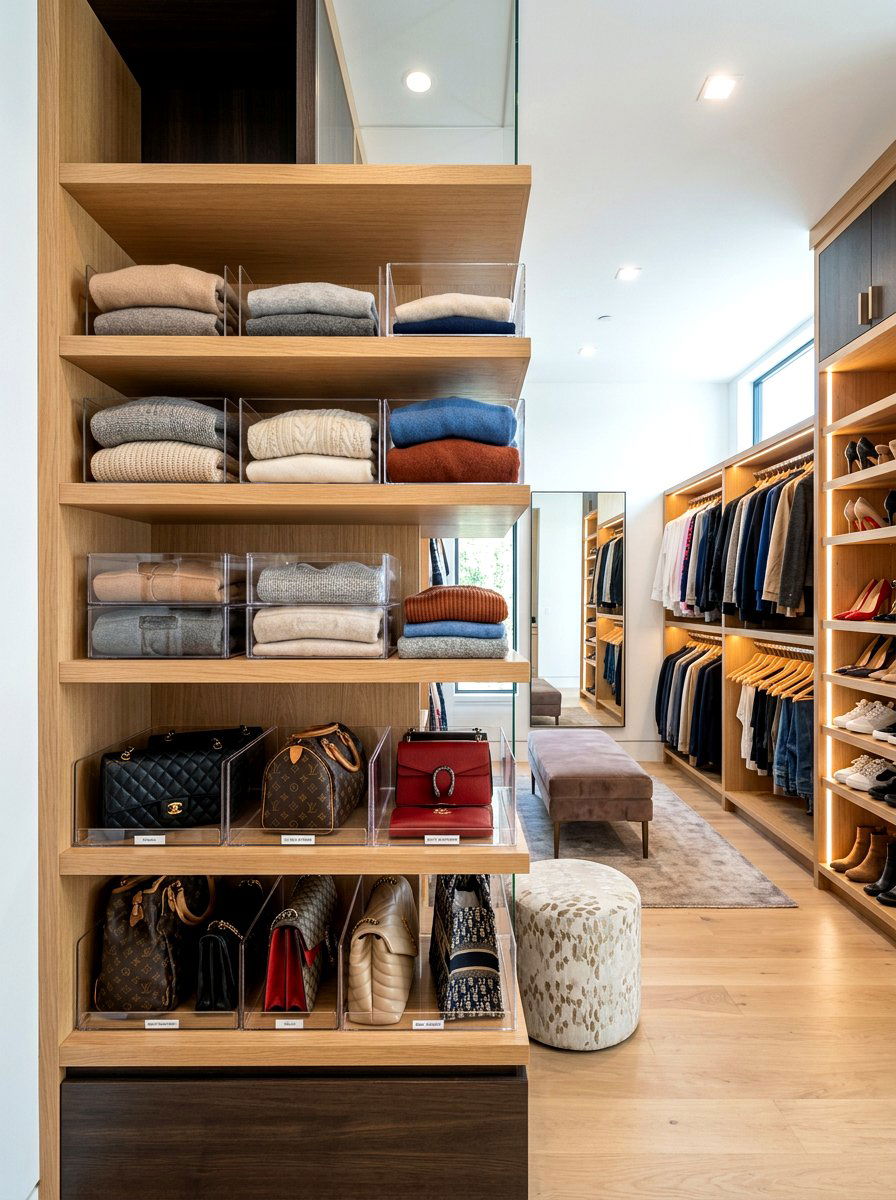 Closet Shelf Divider Bins - 30 clear bin organization ideas