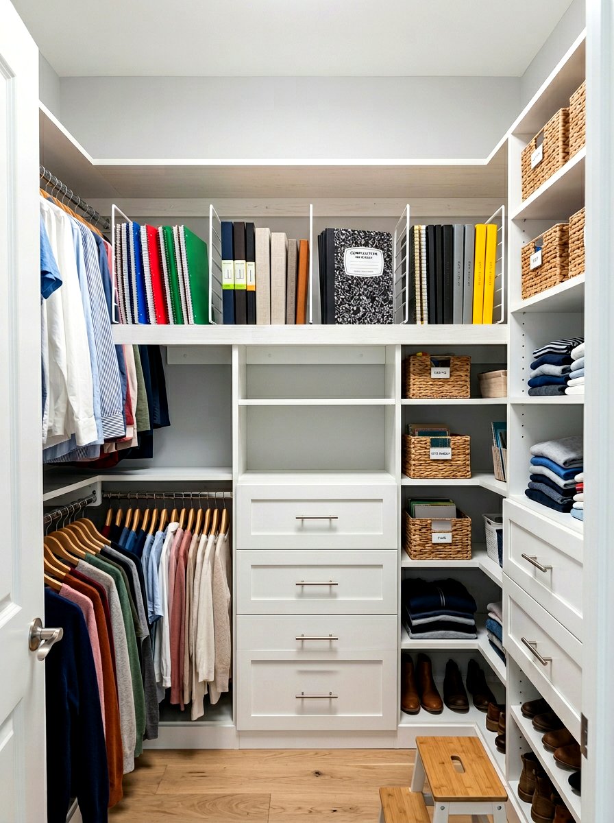 Closet Shelf Divider - 30 notebook storage ideas