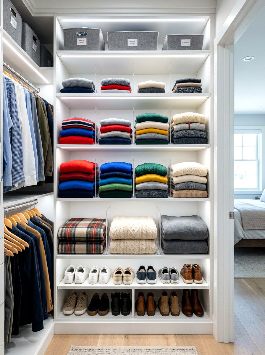 Closet Shelf Dividers - 30 seasonal decor storage ideas