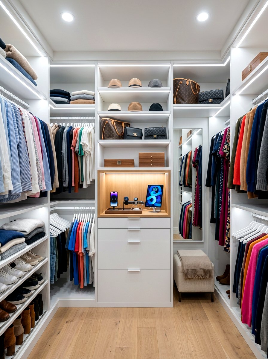 Closet shelf charging station - 30 charging station ideas