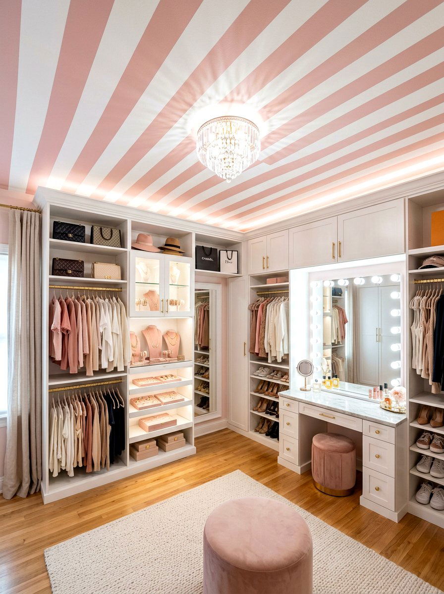Closet striped ceiling - 30 striped ceiling ideas
