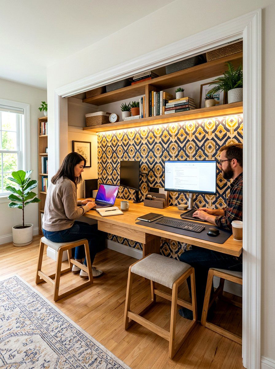 Closet to double desk conversion - 30 double desk office ideas