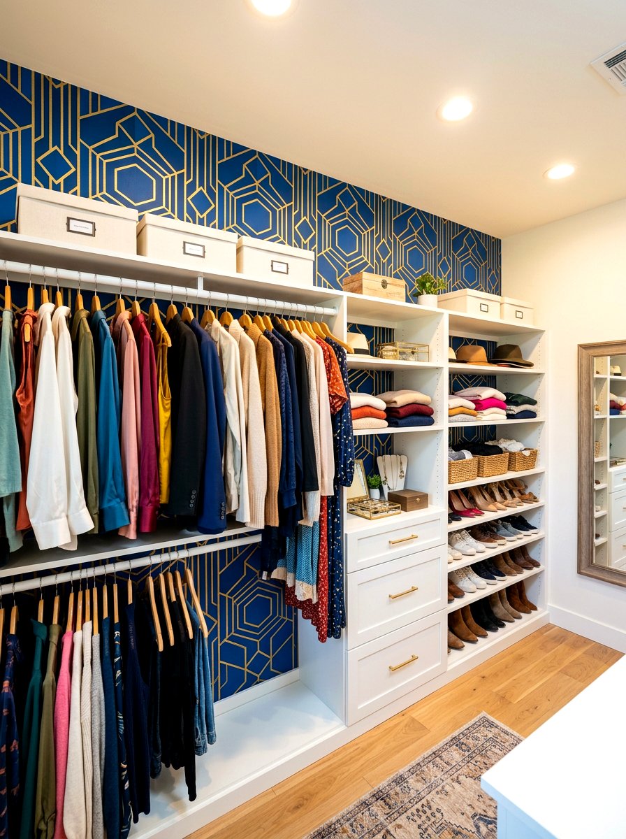 Closet wallpaper accent - 30 small walk in closet ideas