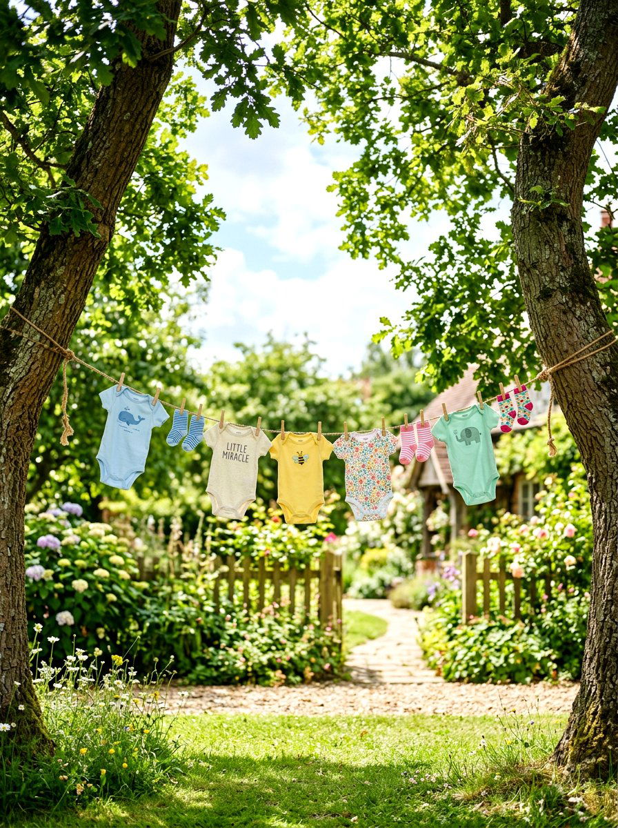 Clothesline baby onesie decor - 30 baby shower backyard decor ideas