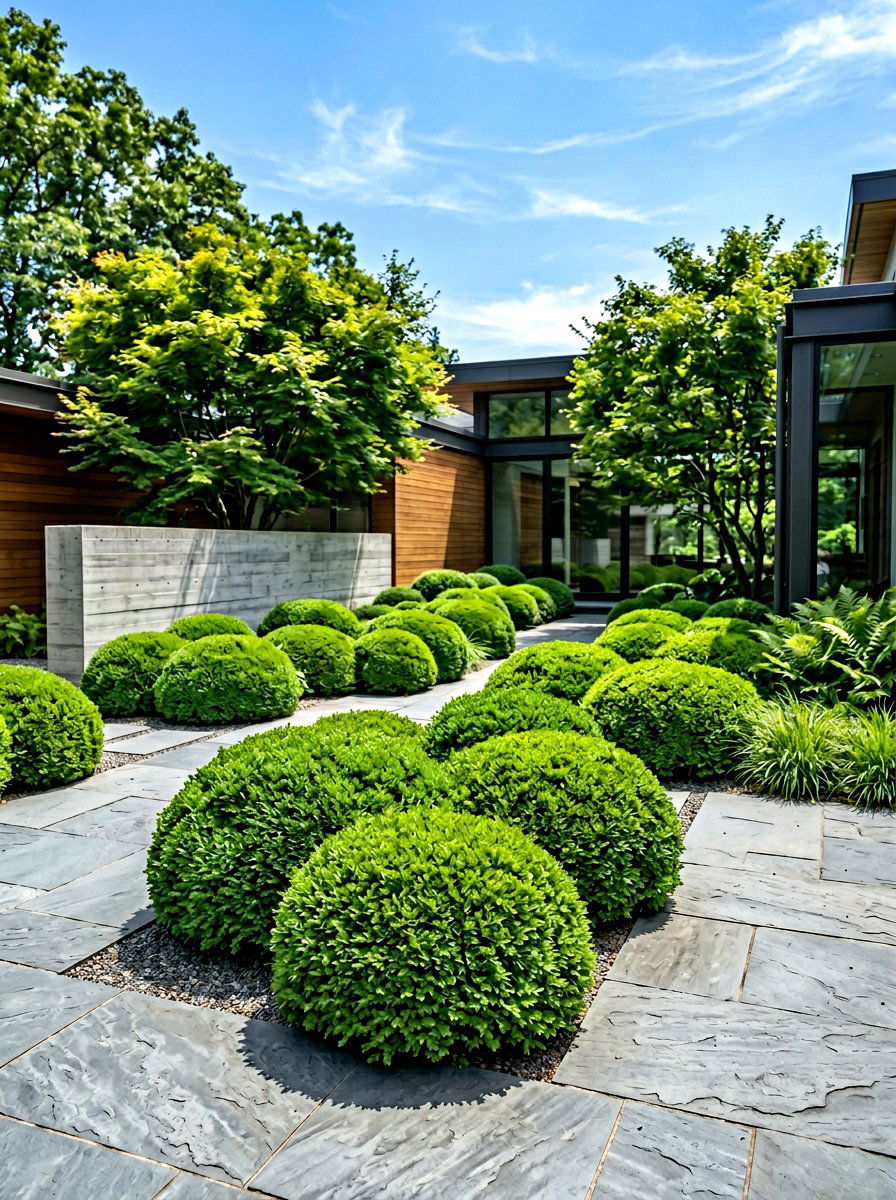 Cloud Pruned Boxwood - 30 boxwood garden ideas