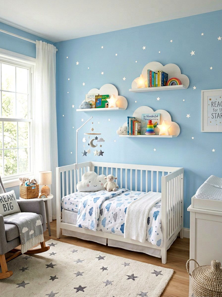 Cloud Shaped Shelf - 30 nursery bookshelf ideas