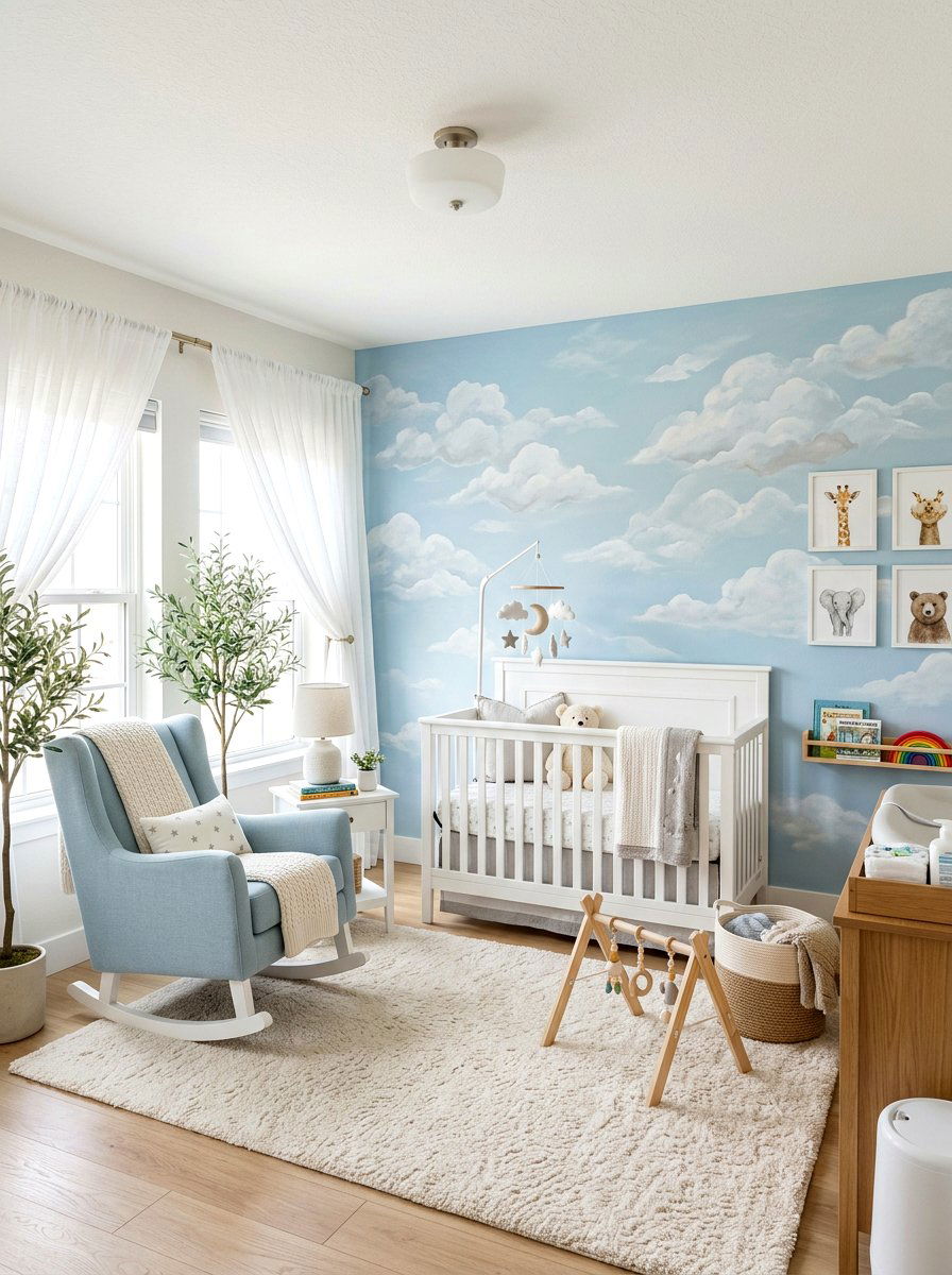 Cloud Wall Mural - 30 peel and stick mural ideas